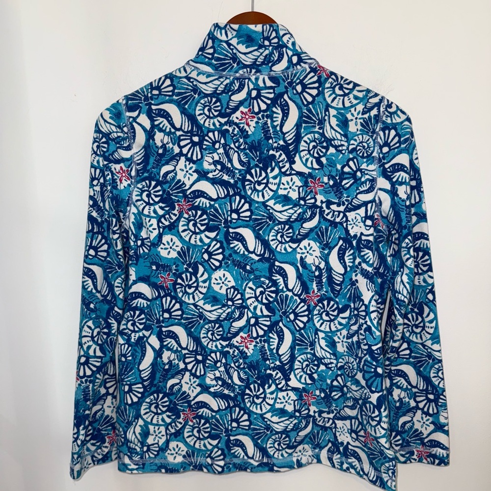 Talbots Women's Blue Seashell Print 1/4 Zip Pullover, sz Small Petite - Picture 7 of 13